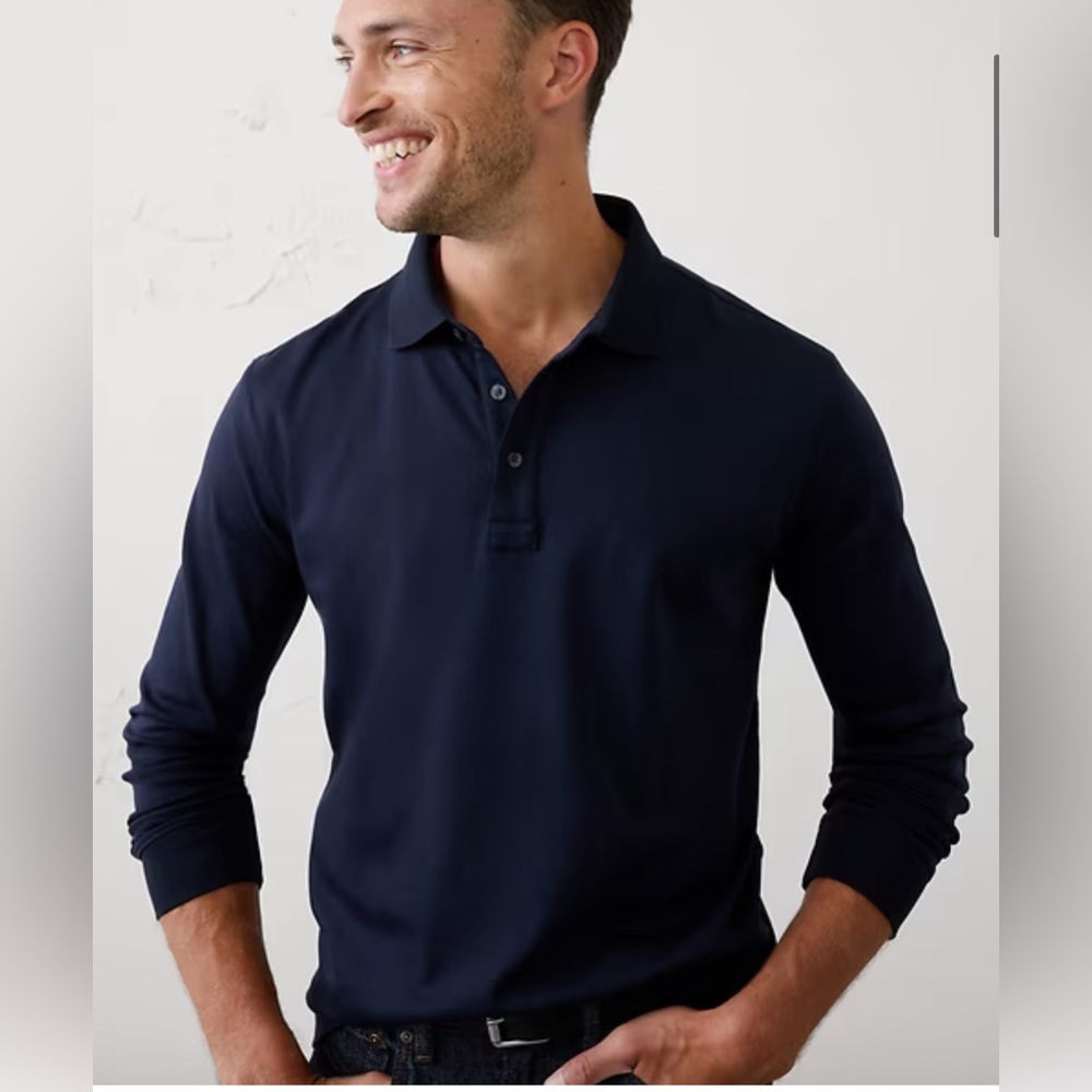 Bundle of Banana Republic Luxe Touch Long Sleeve Polos, M Tall